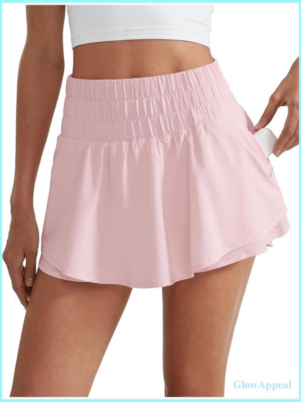 High Waisted Skort with Zip Pocket - Flowy Athletic Skirt Shorts